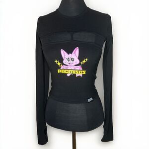 Broken Promises Edward Black Cut Out Long Sleeve Shirt Whimsygoth Size Small